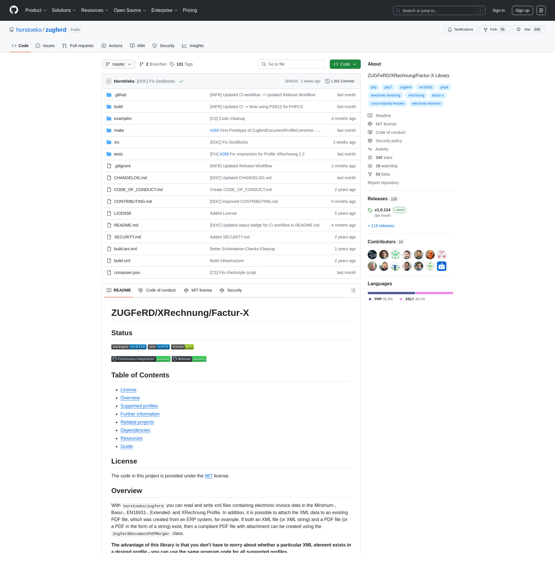 PHP bibliothèque horstoeko-zugferd